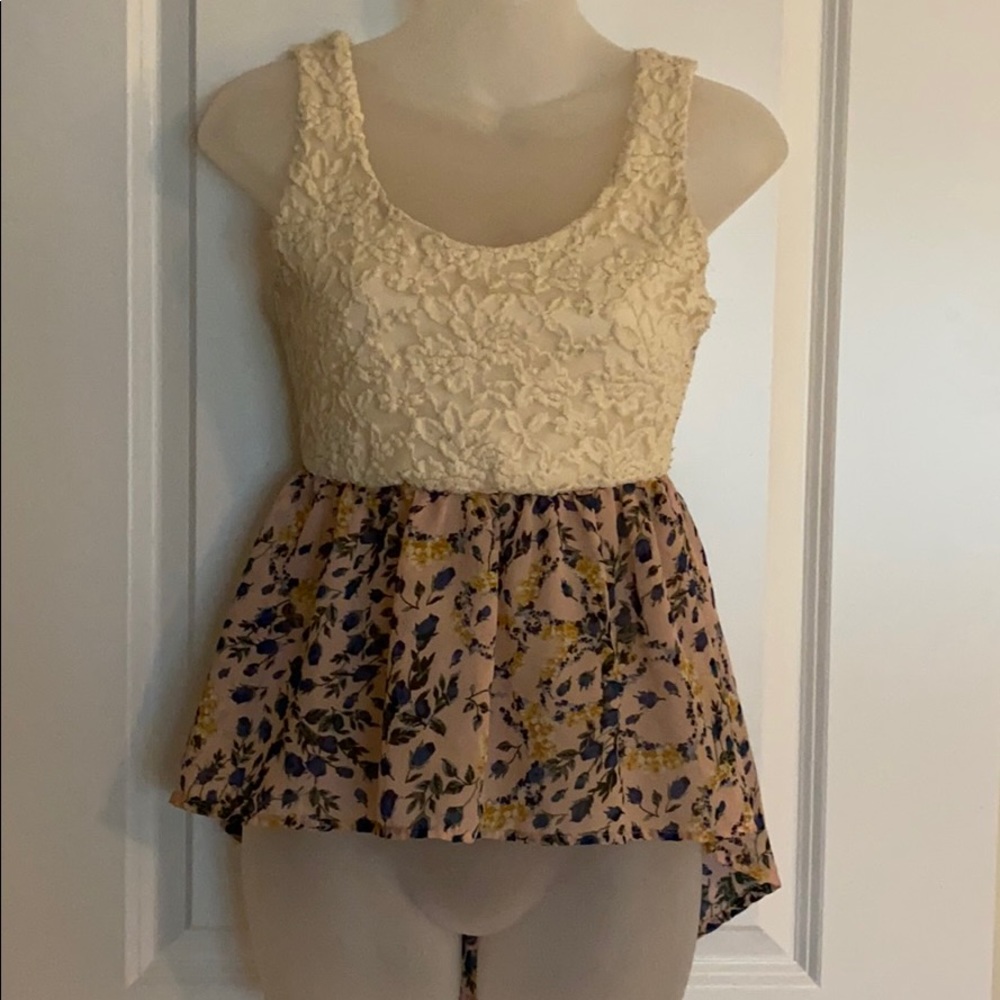 Charlotte Russe High-Low Peplum Lace Tank Top